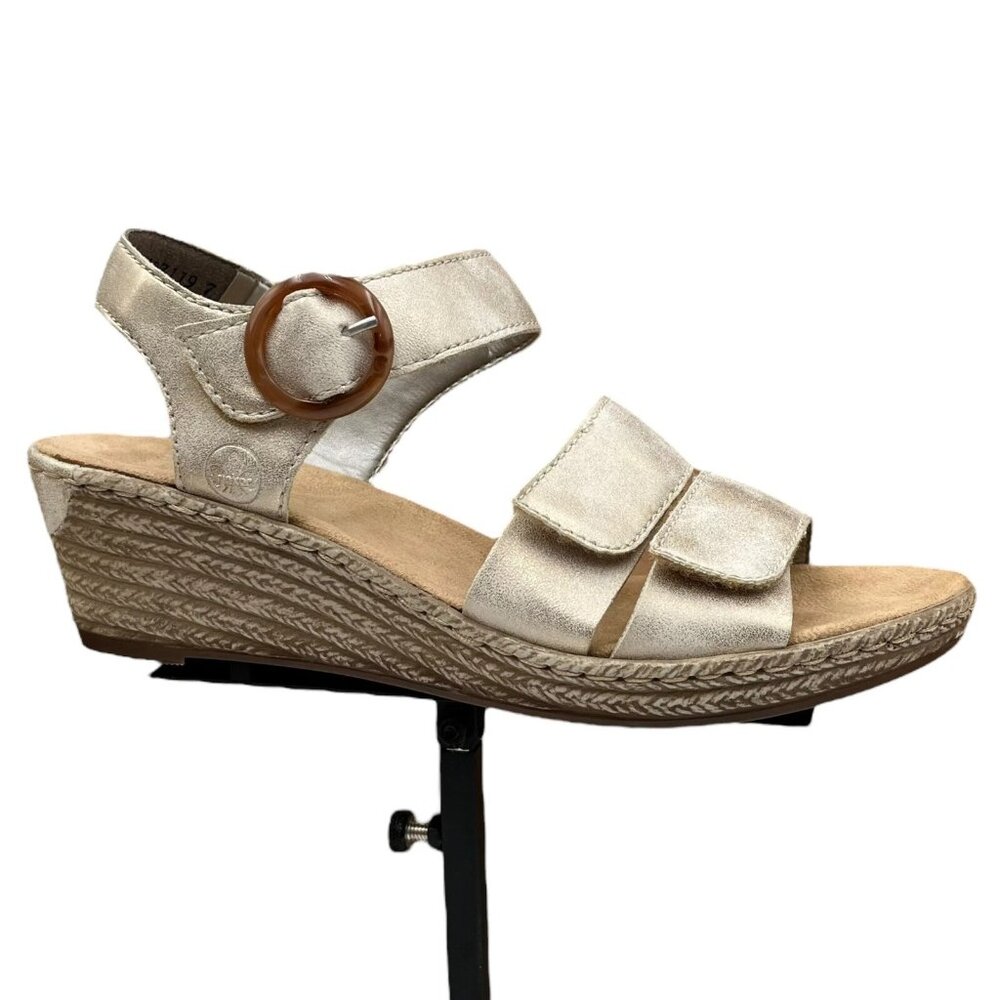 Rieker Fanni 87 Women’s Slingback Wedge Sandals Size 8 Beige‎ Adjustable Comfort